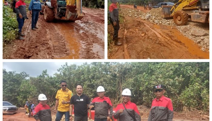 PT Sigma Prima Indotama Salurkan Bantuan Penimbunan Jalan Provinsi di Desa Sungai Nanjung